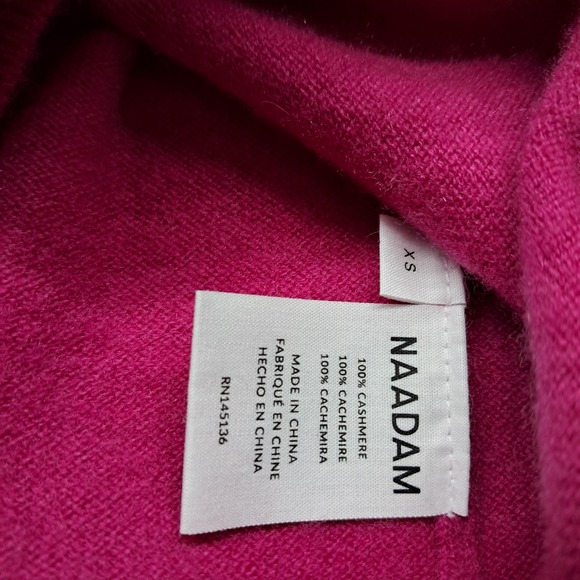 NWT NAADAM The Original Cashmere Crewneck Sweater Women's XS Magenta Pink Soft - Picture 8 of 12
